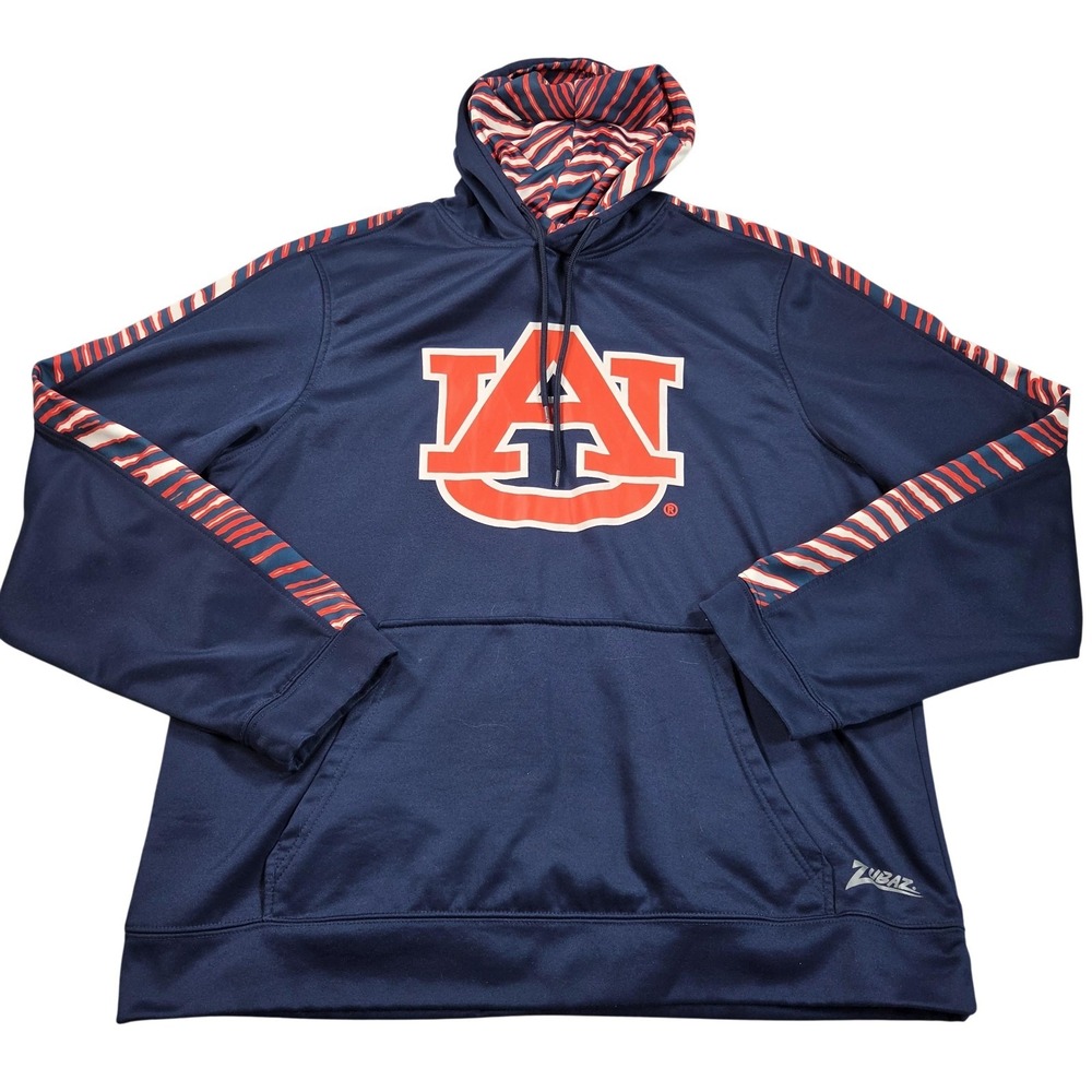 Auburn Tigers Hoodie Sweatshirt Mens XL Blue NCAA Football Zubaz Fleece Pullover